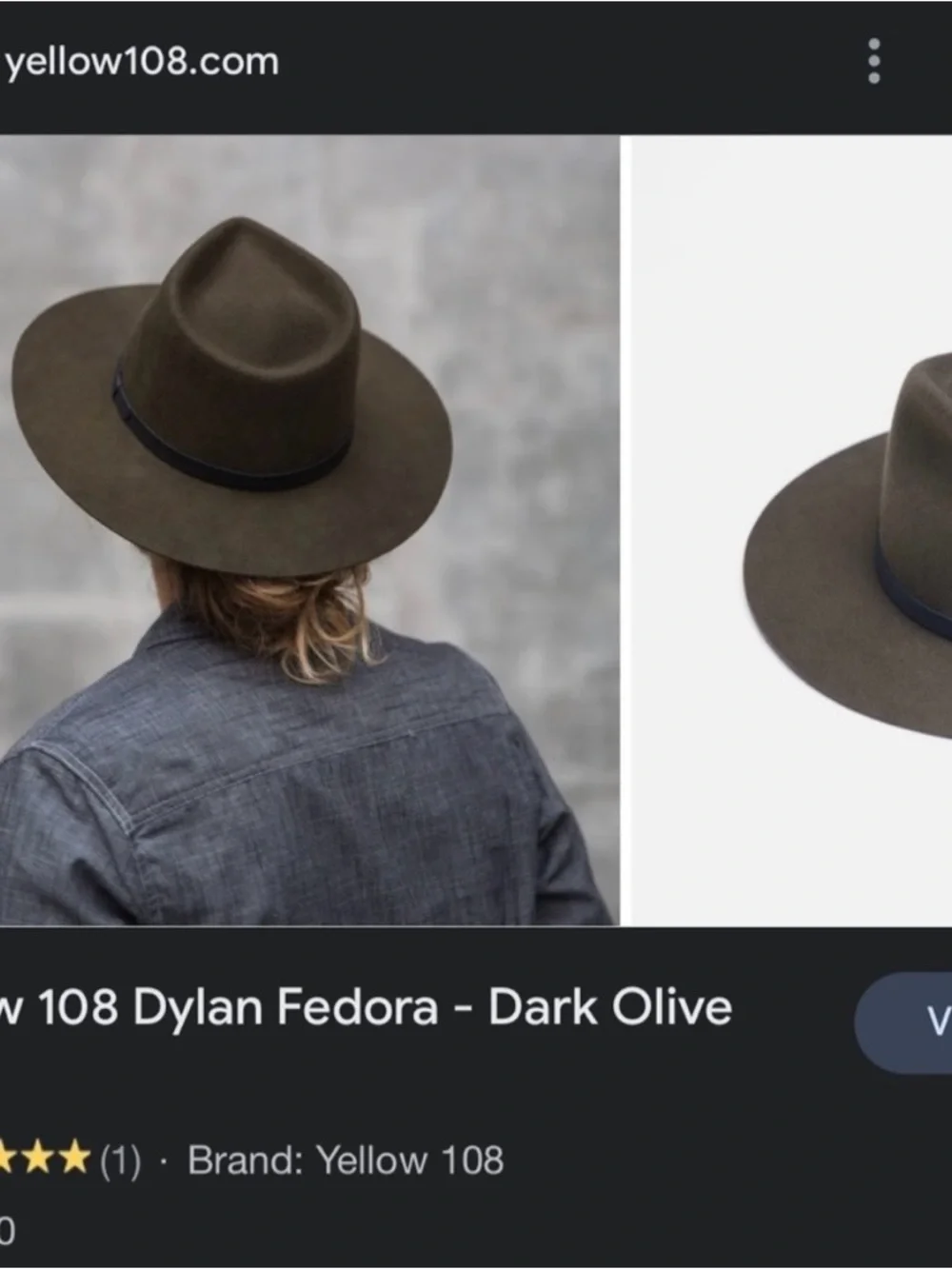 Yellow 108 Dylan Fedora hat - Dark Olive
